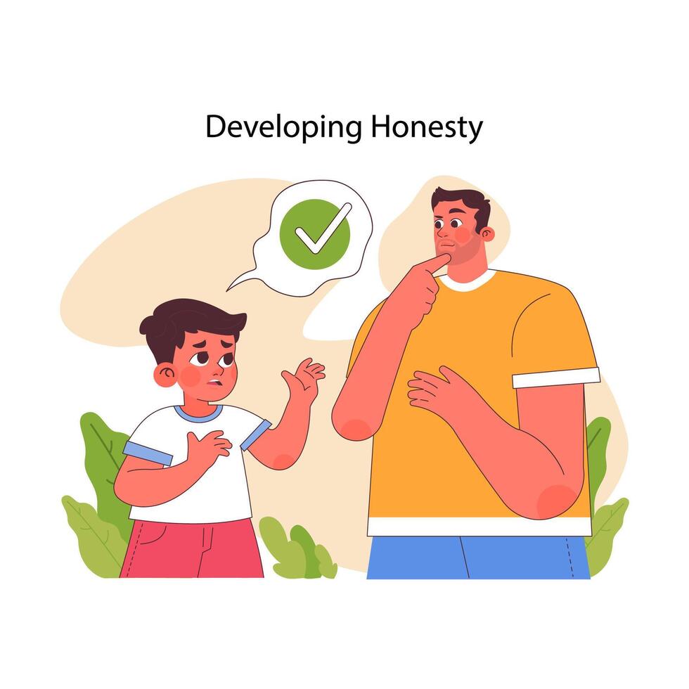 Developing Honesty concept. Flat vector illustration