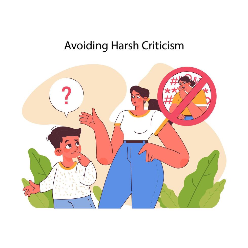 Avoiding harsh criticism concept. Flat vector illustration