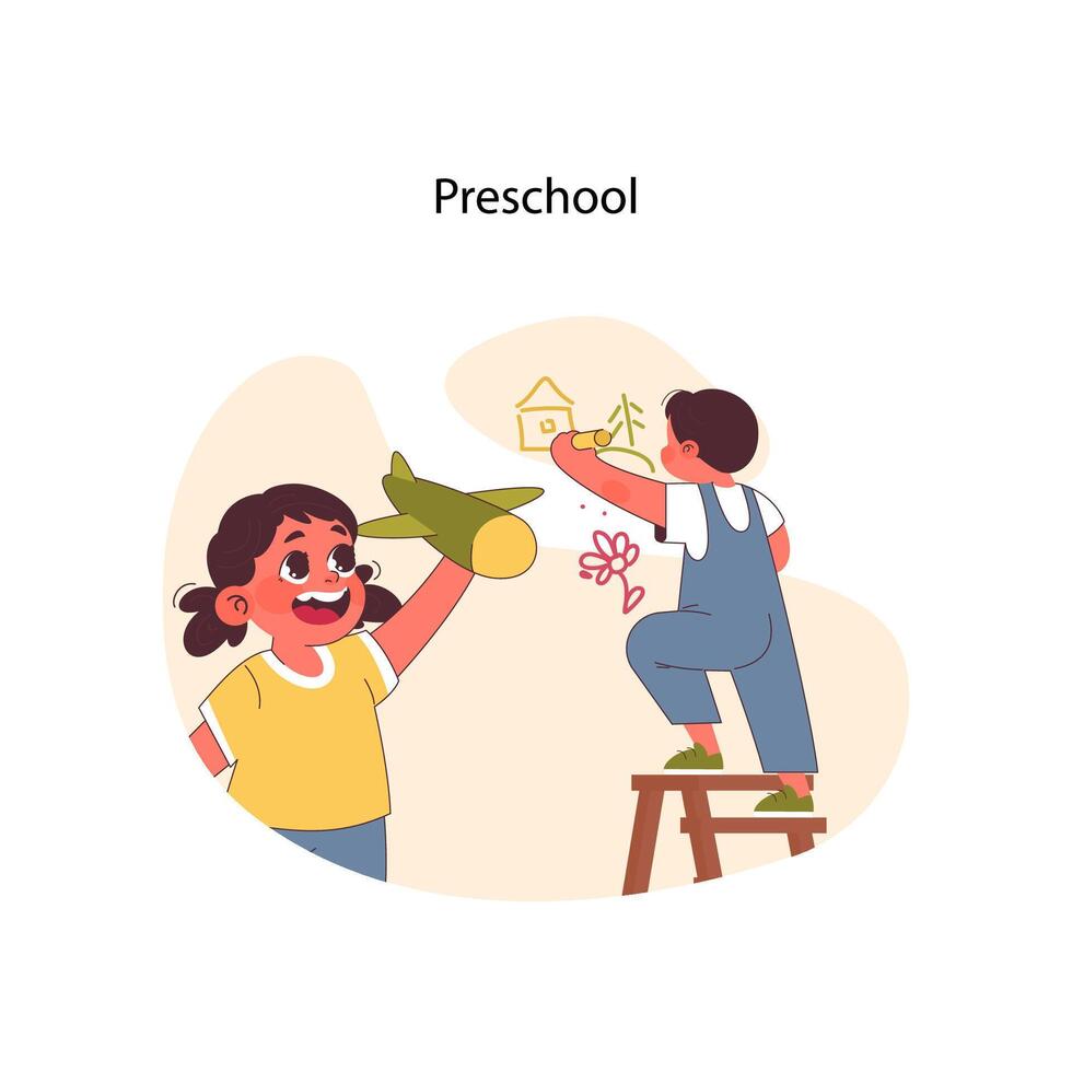 Preschool concept. Flat vector illustration.