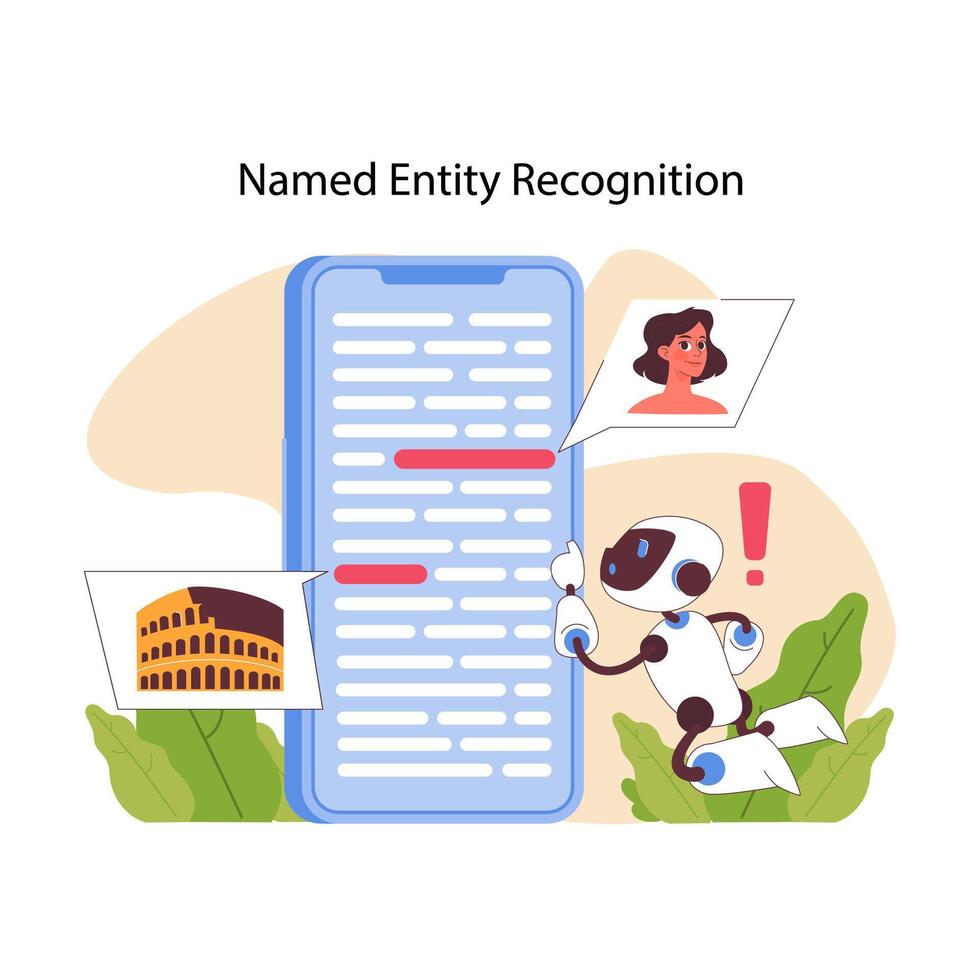 Named entity recognition concept. Flat vector illustration