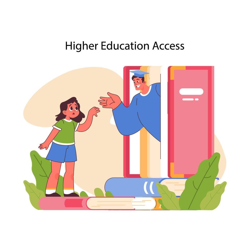 Higher education access concept. Flat vector illustration