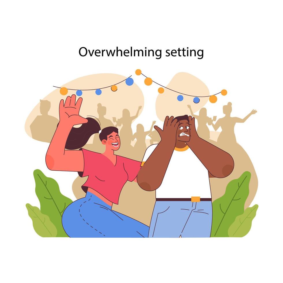 Overwhelming setting concept. Flat vector illustration