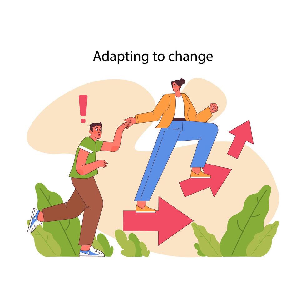 Adapting to change concept. Flat vector illustration