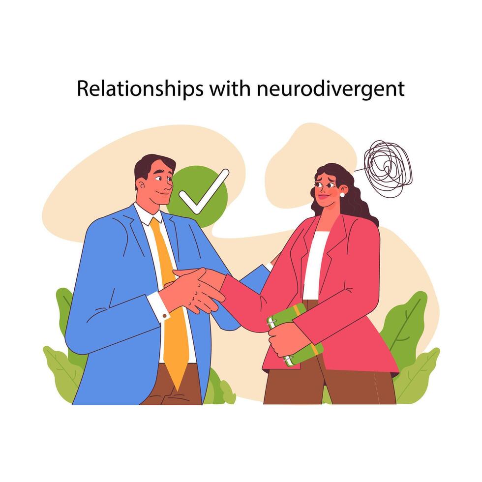 Neurodivergent relationships. Flat vector illustration