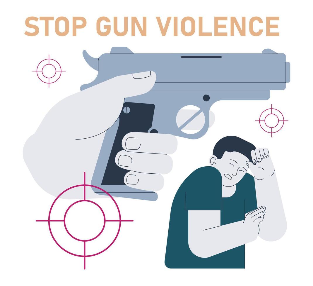 Gun control. Second amendment ban. Weapon regulations law movement vector