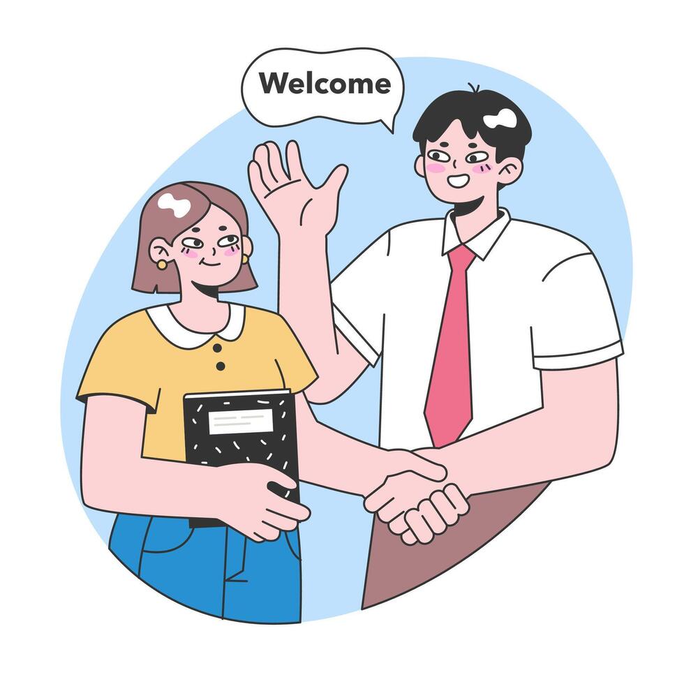 Warm welcome concept. Flat vector illustration