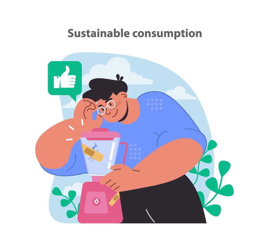 Reasonable consumption concept. Highlighting mindful shopping and waste reduction. vector