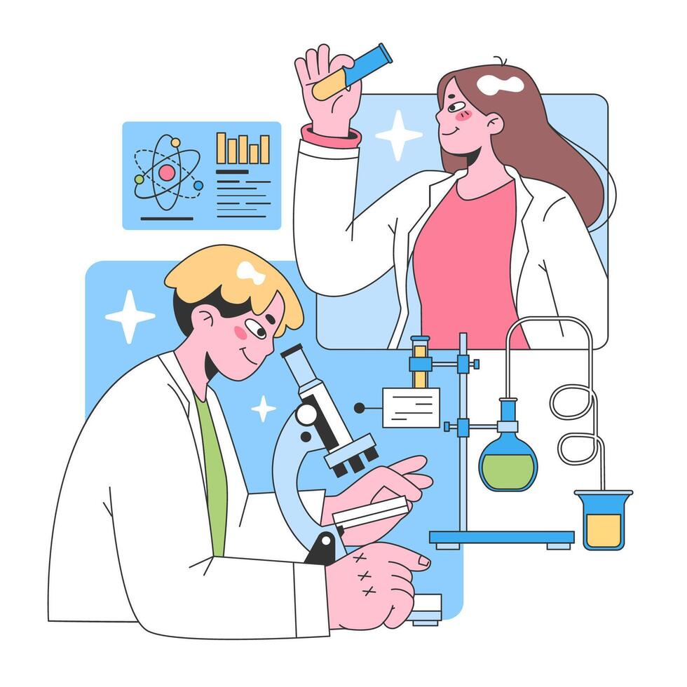 Laboratory research concept. Flat vector illustration.