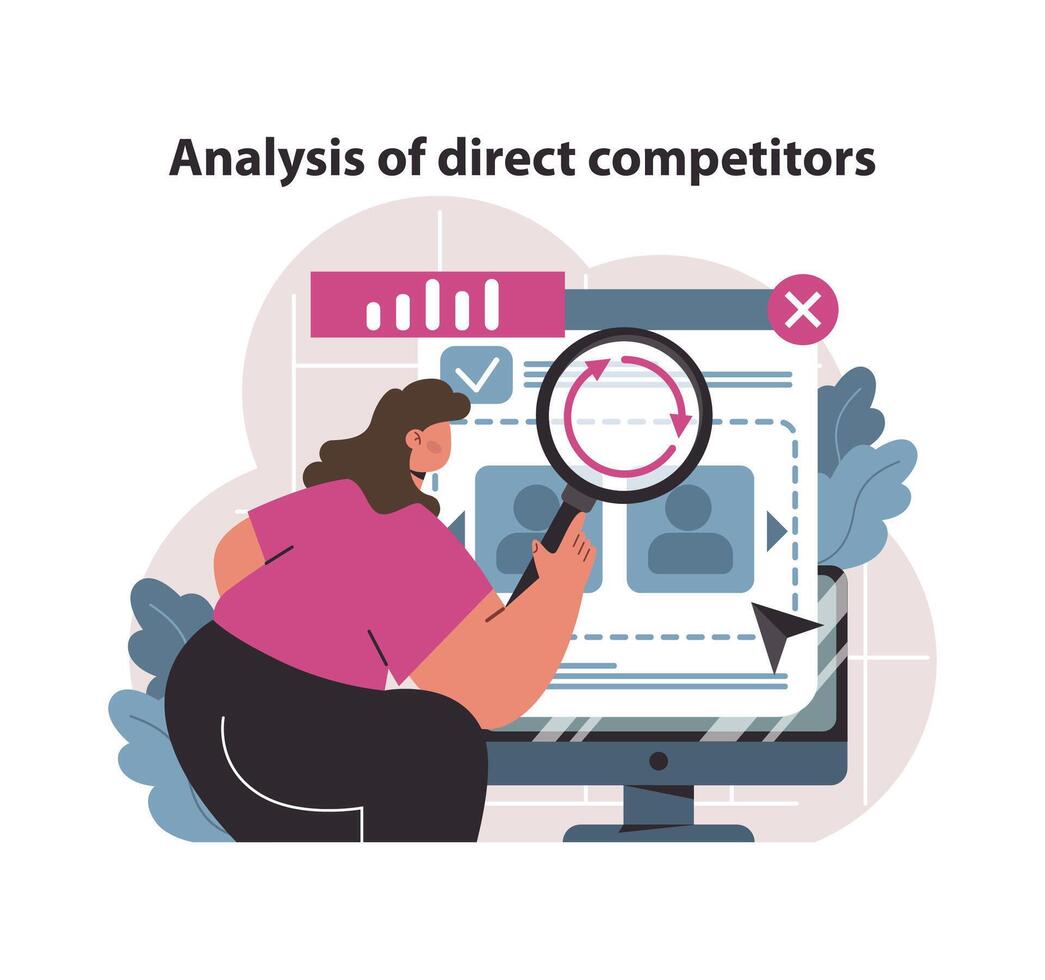 Direct competitors analysis concept. vector