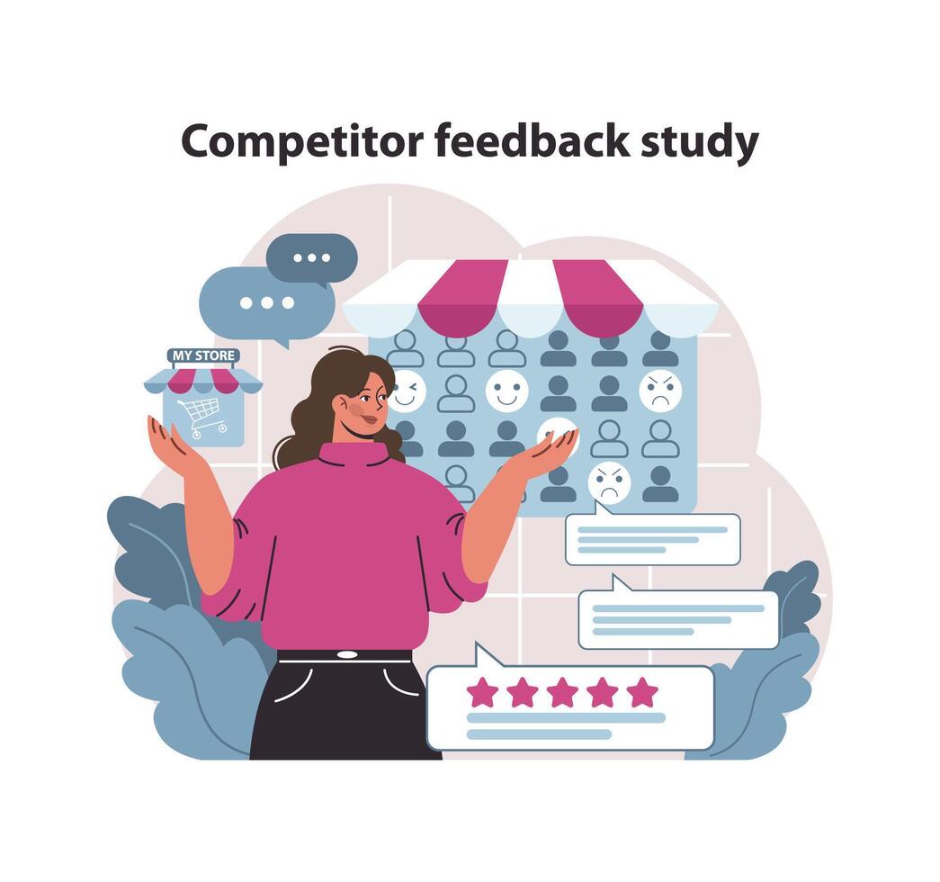 Competitor feedback study concept. vector