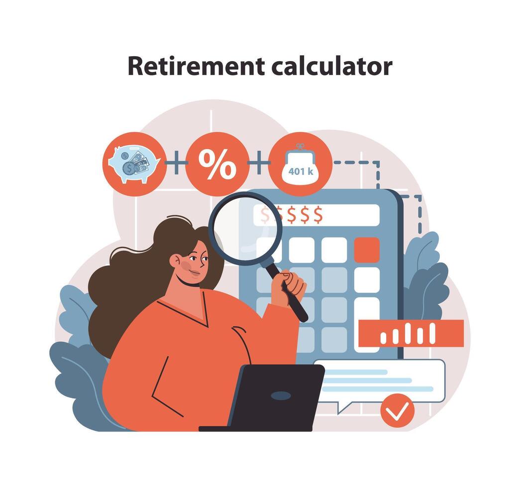 Jubilación calculadora concepto. vector