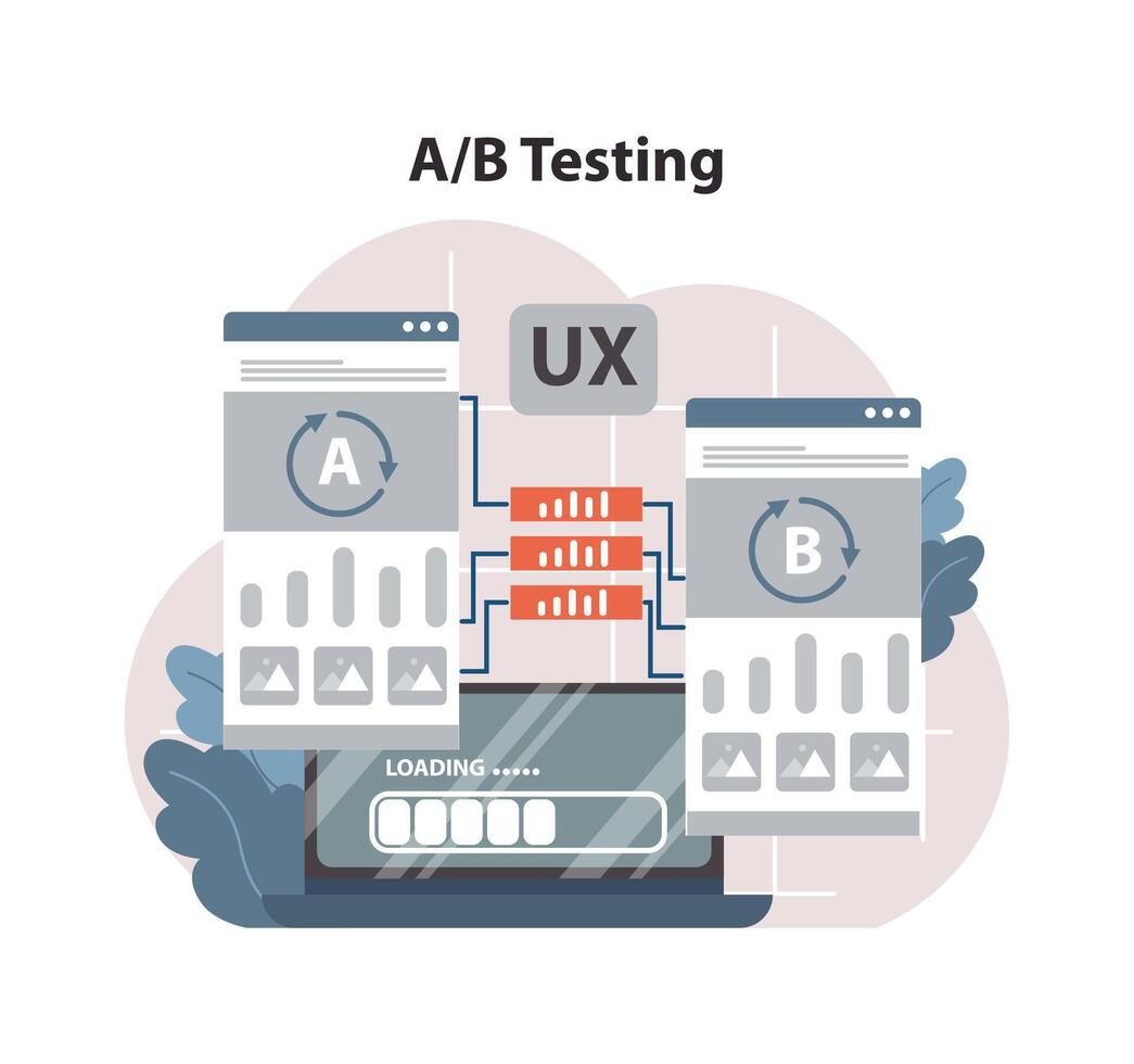 A B Testing UX concept. Flat vector illustration