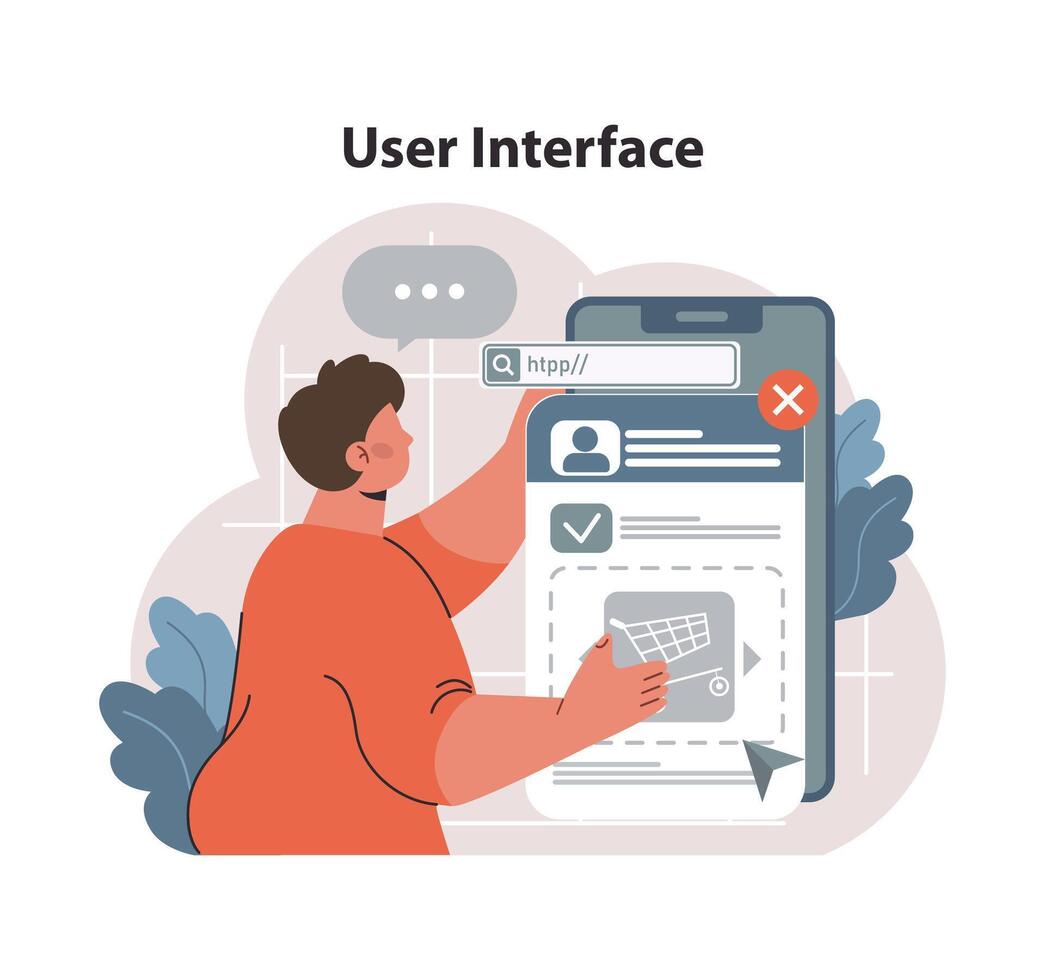 Web browsing and user interface concept. Flat vector illustration