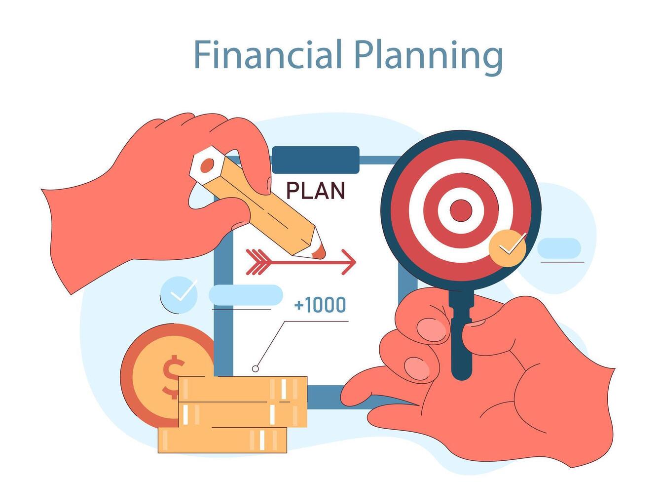 Financial planning. Crafting financial plans with precision for economic vector