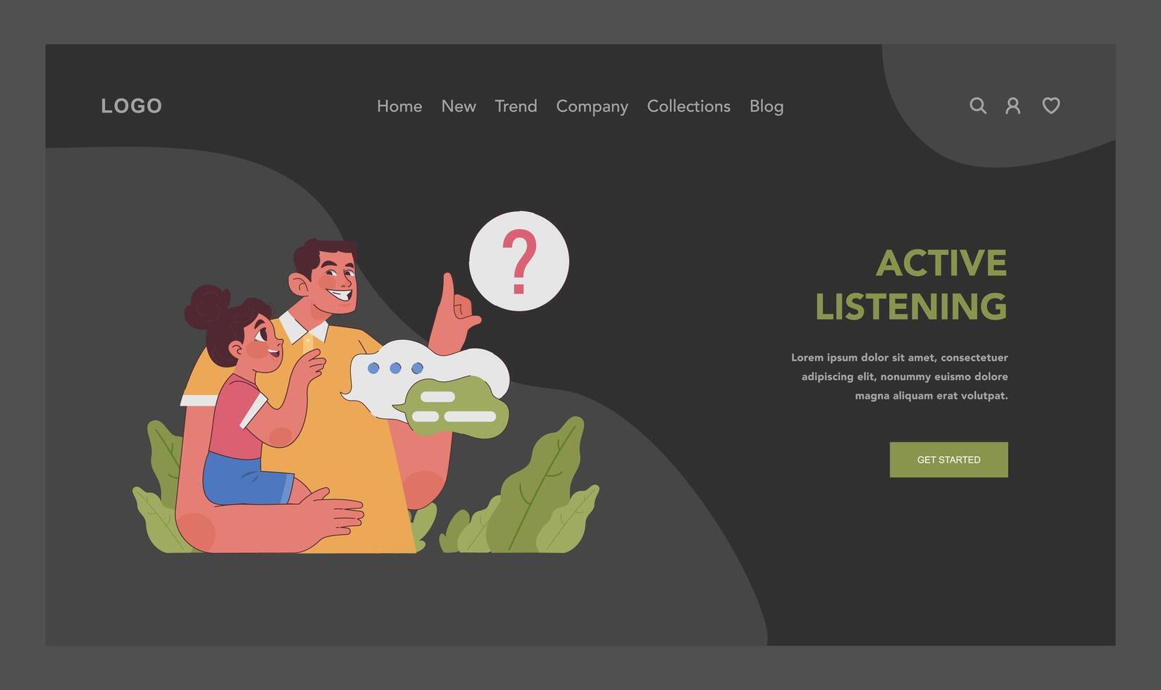 Active listening concept. Flat vector illustration