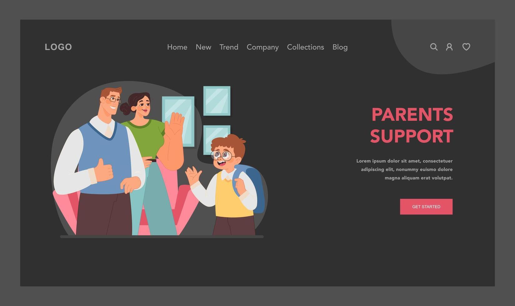 Parents Support concept. Flat vector illustration