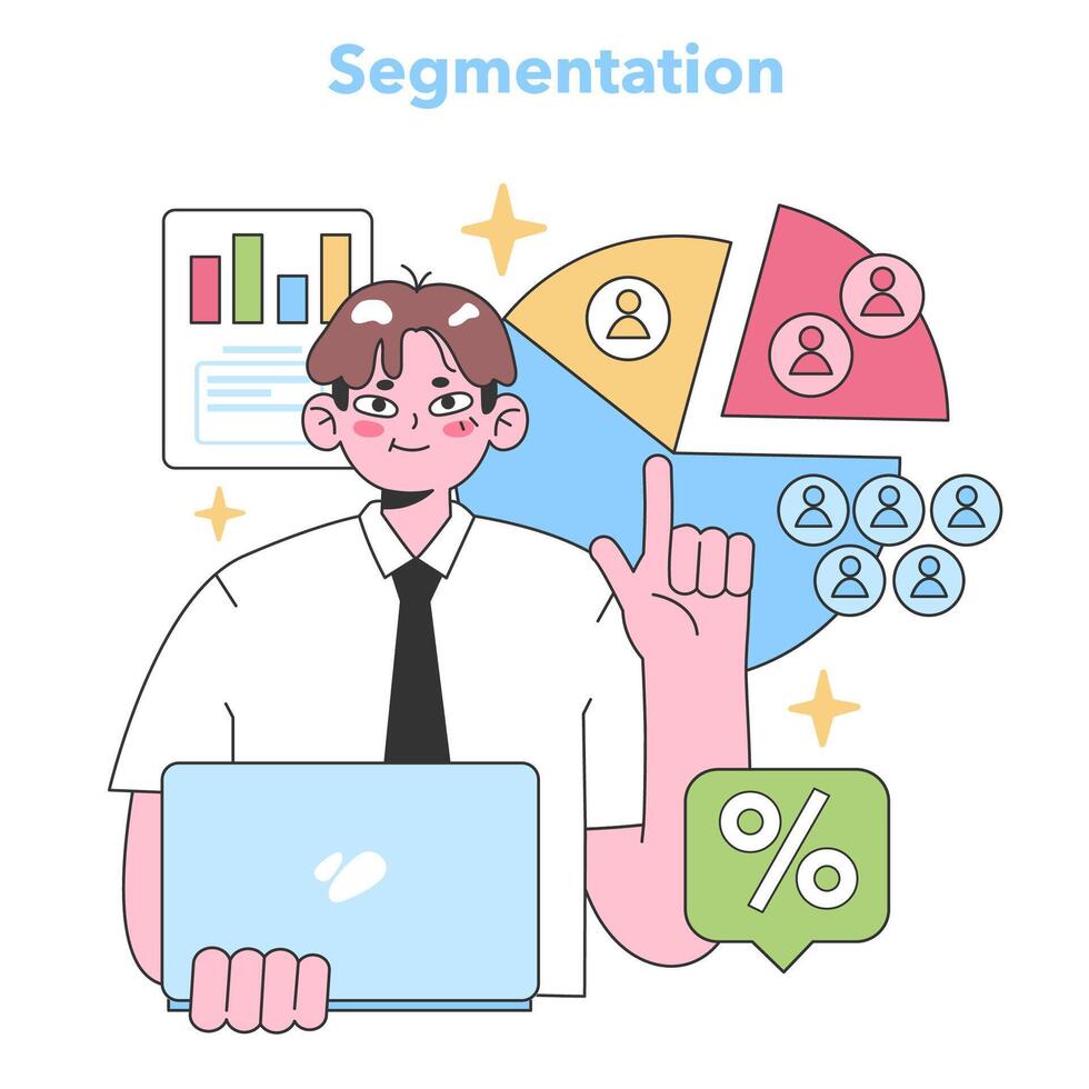 segmentación estrategia concepto. plano vector ilustración.