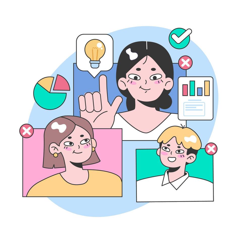 Collaborative brainstorming concept. Flat vector illustration.