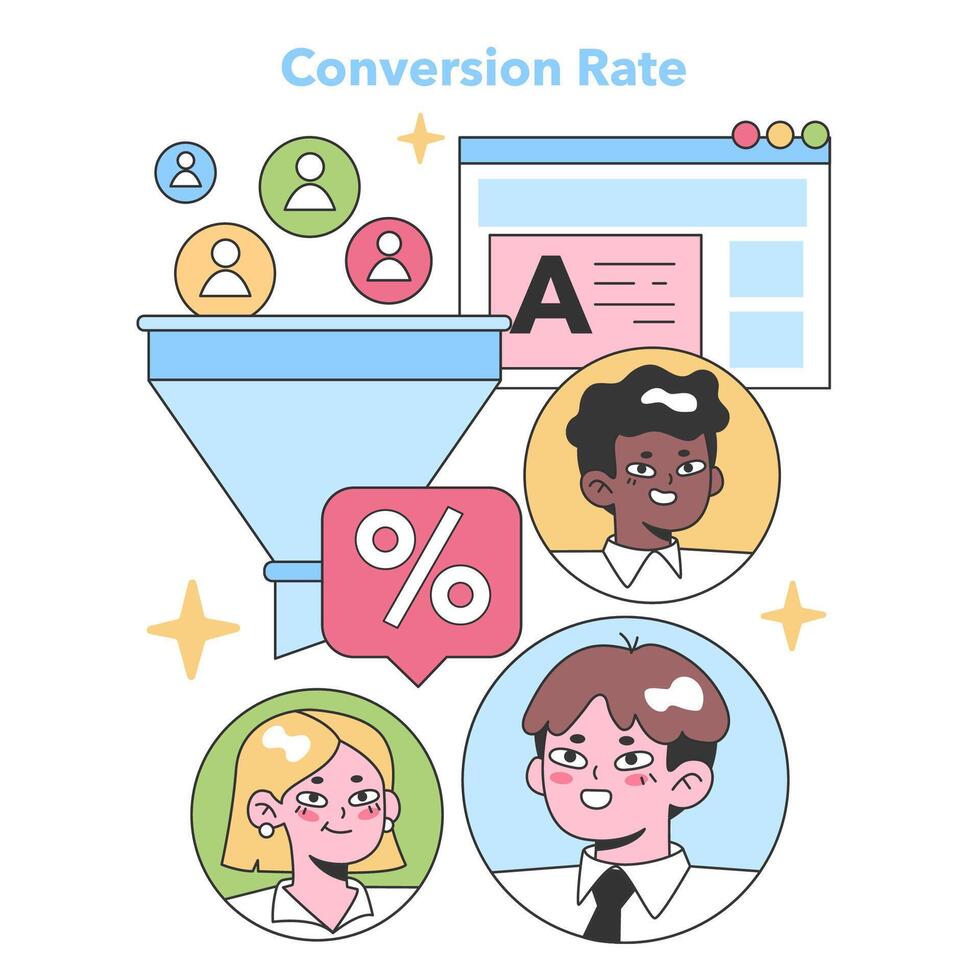 conversion rate. Flat vector illustration