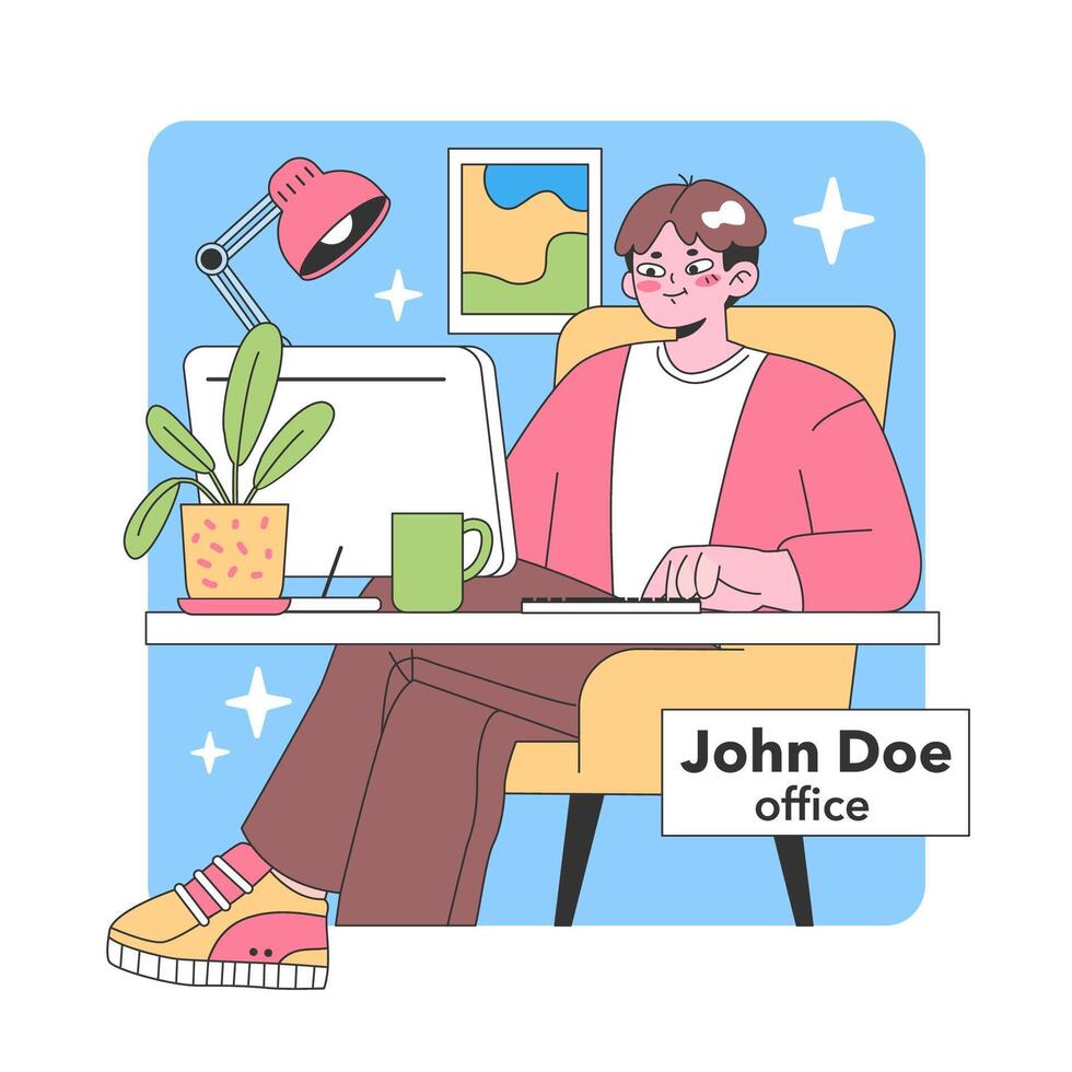 Dedicated workspace concept. Flat vector illustration