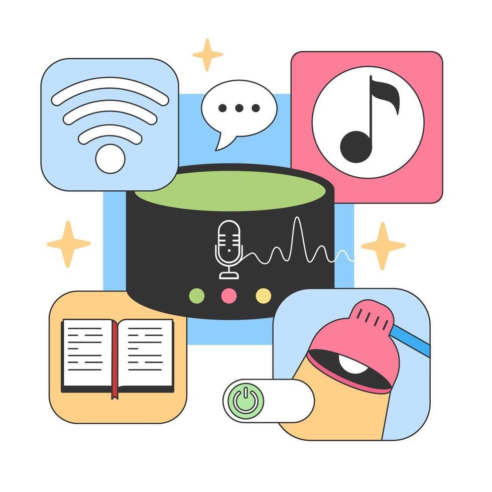 Smart virtual assistant offers diverse capabilities. Flat vector illustration