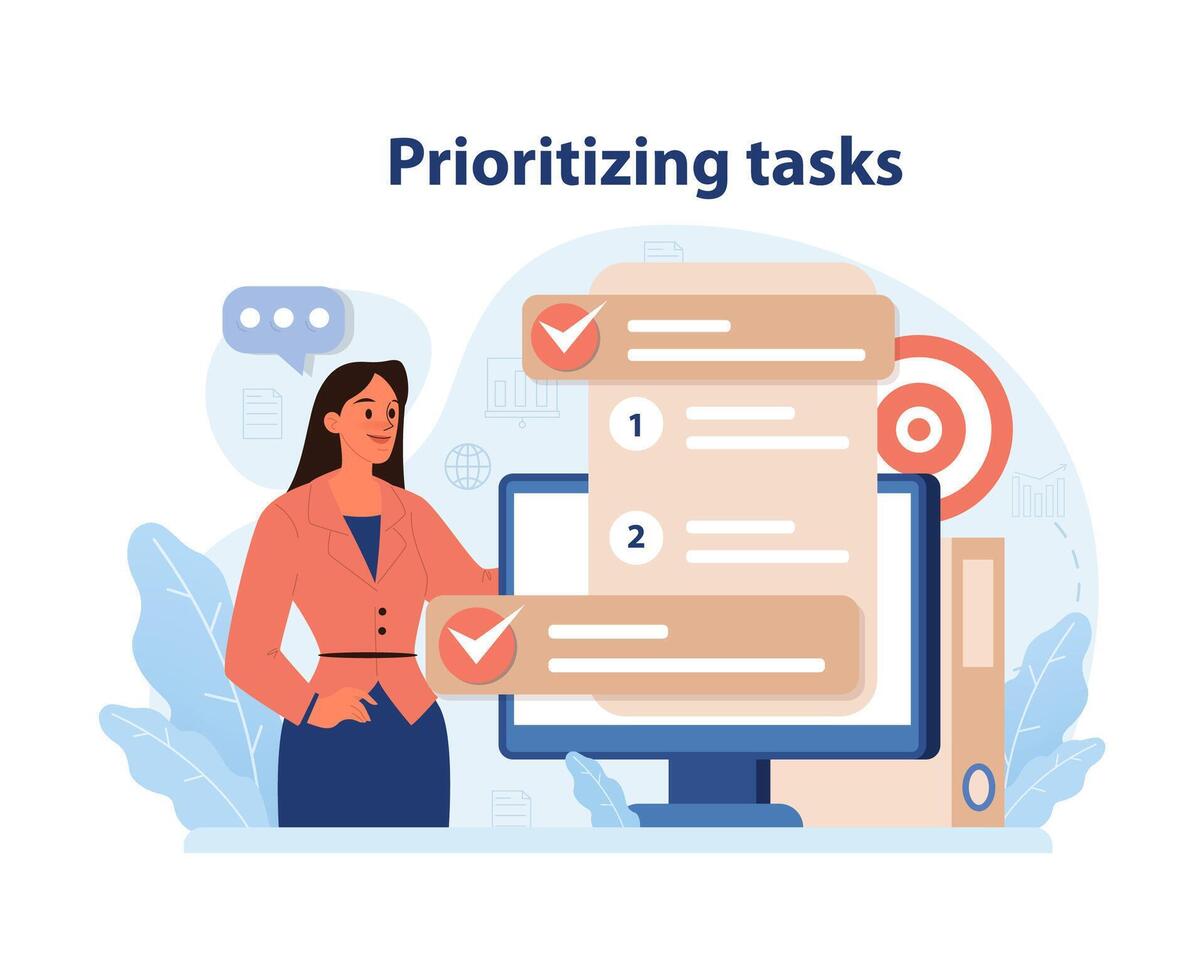 Prioritizing tasks concept. Flat vector illustration.