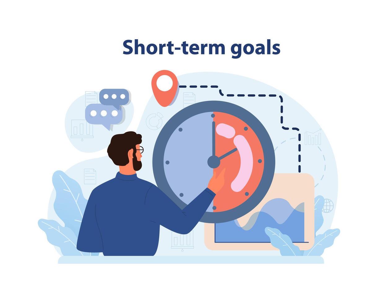 Short-term Goals concept. Flat vector illustration