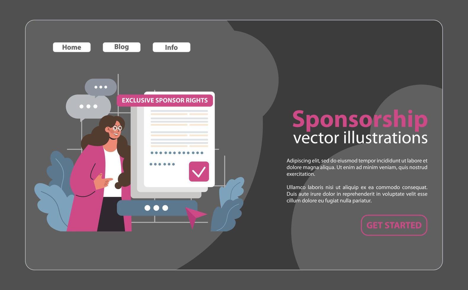 Delving into sponsorship. Flat vector illustration