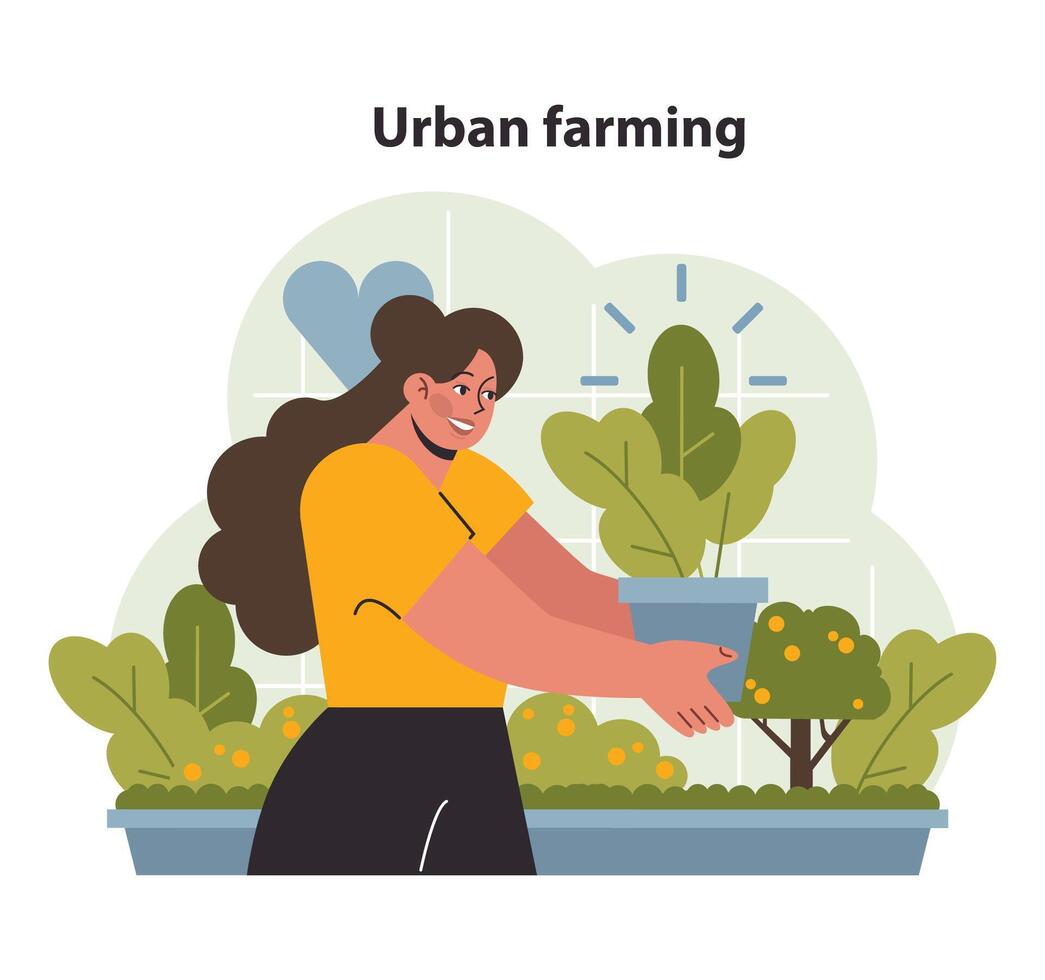 Urban farming concept. Flat vector illustration