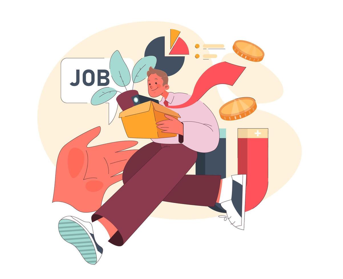 First Job concept. Flat vector illustration.