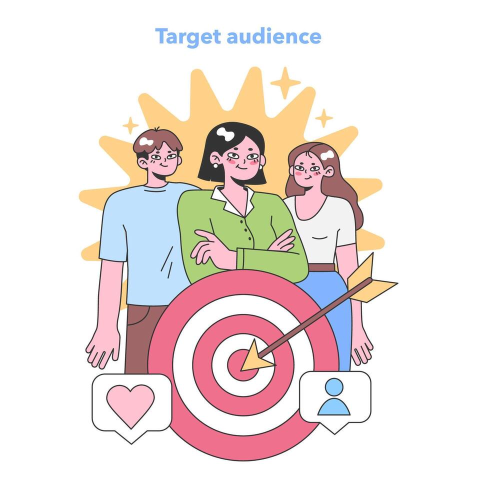 Marketing Focus. Accurate targeting of a diverse audience with a bullseye vector