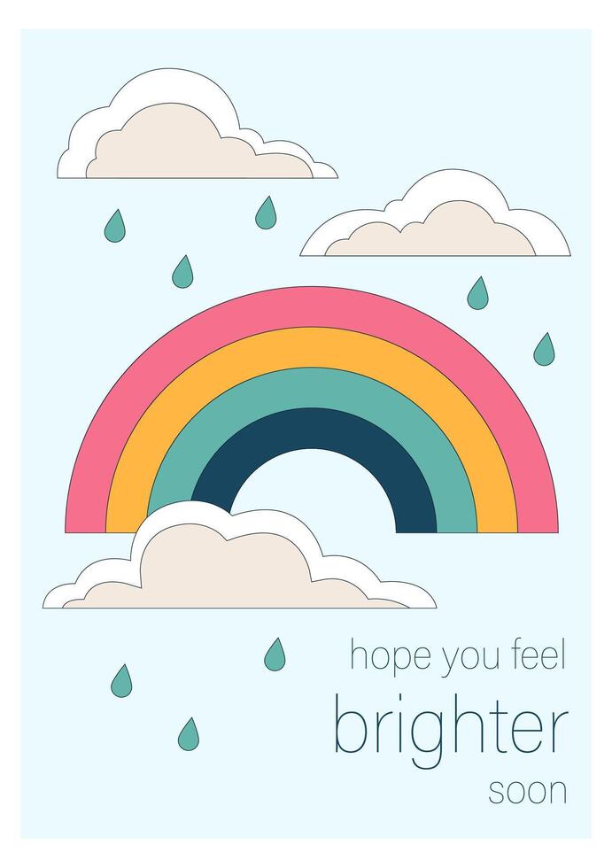 Get well soon card. Positive and motivational poster with greeting vector