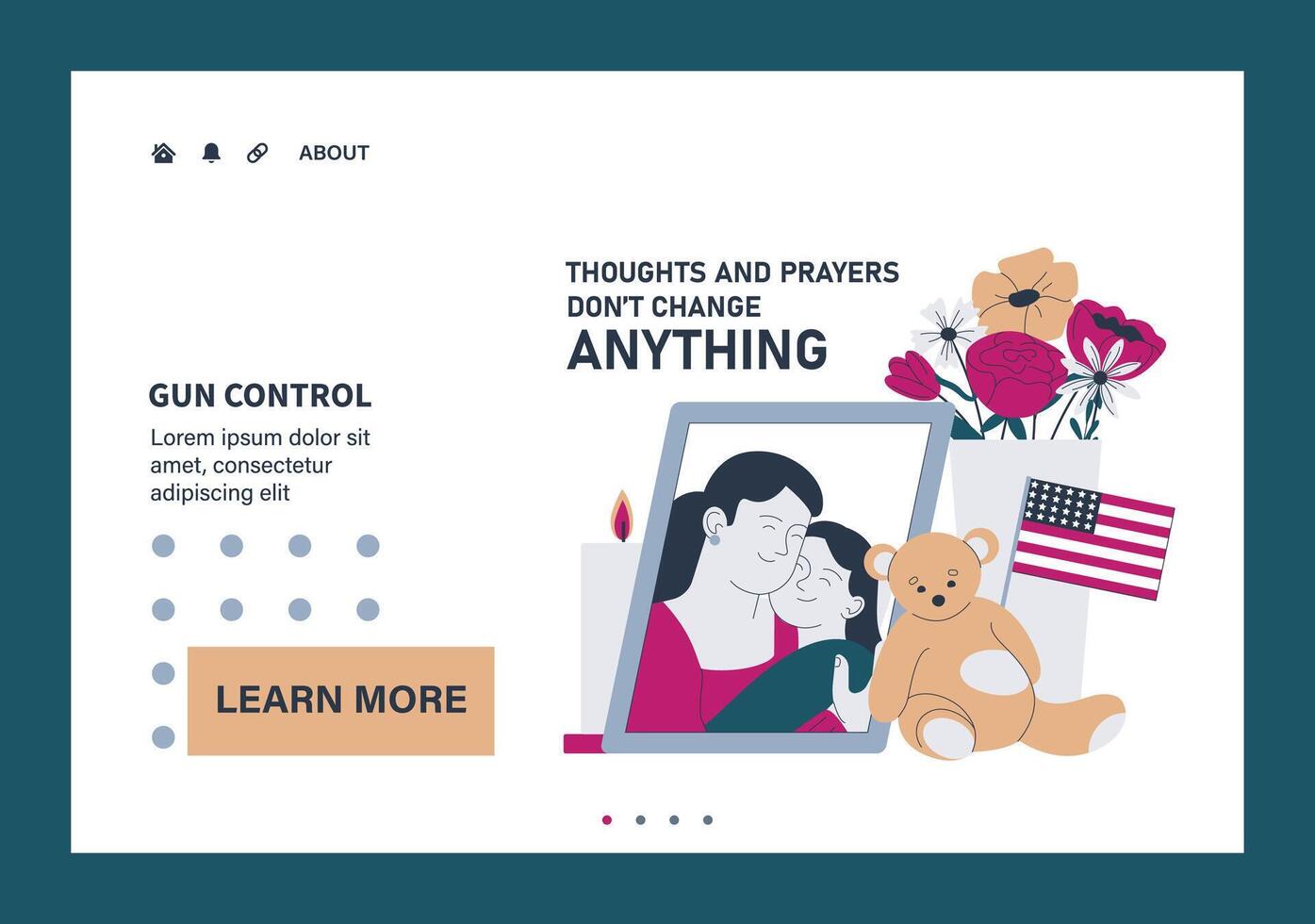 Gun control web or landing set. Second amendment ban. Weapon regulations vector