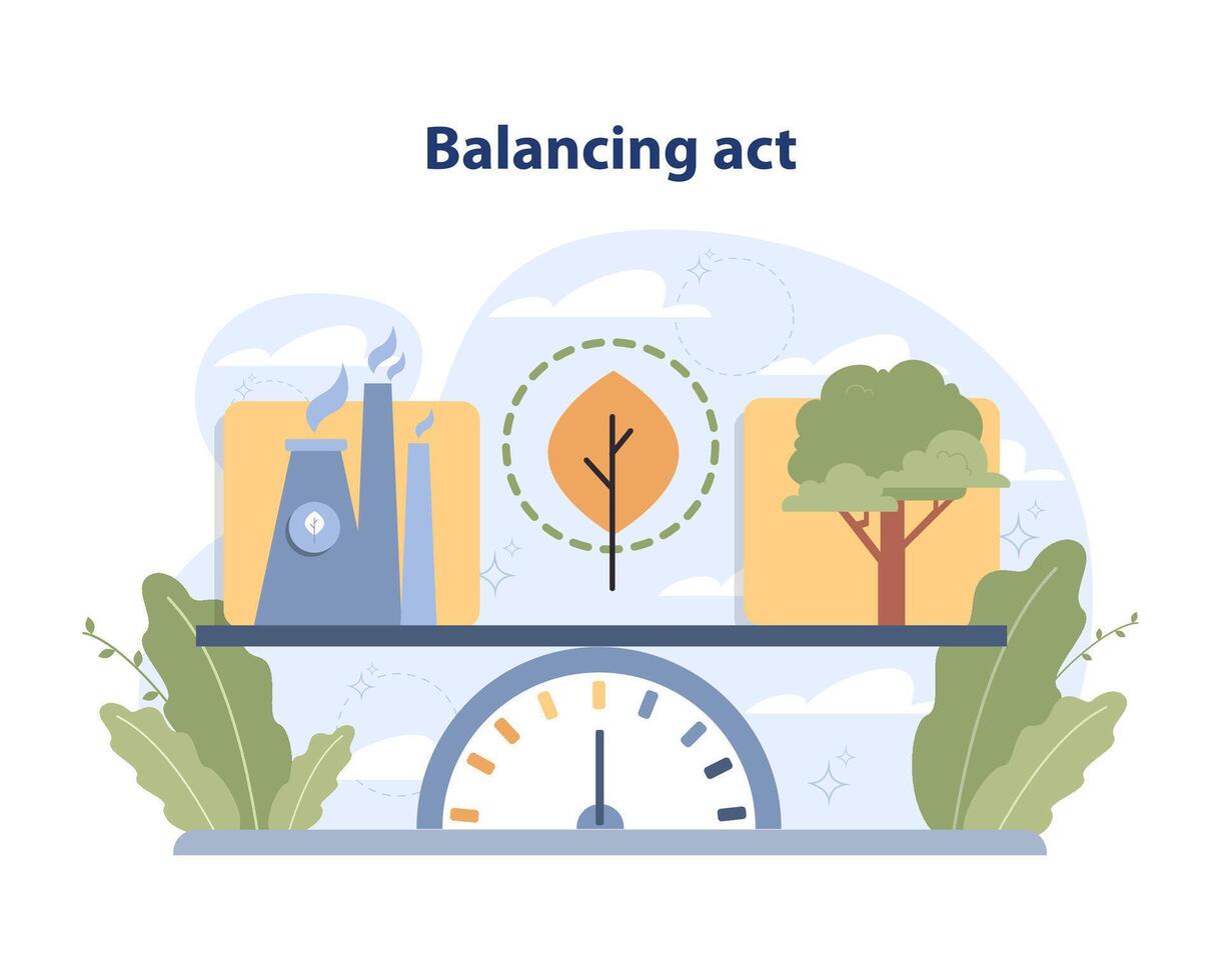 Balancing Act concept. Flat vector illustration.
