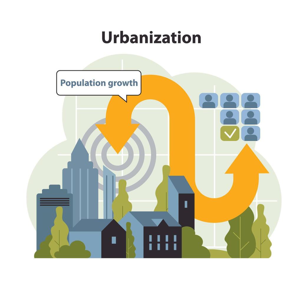 Urbanization concept. Flat vector illustration