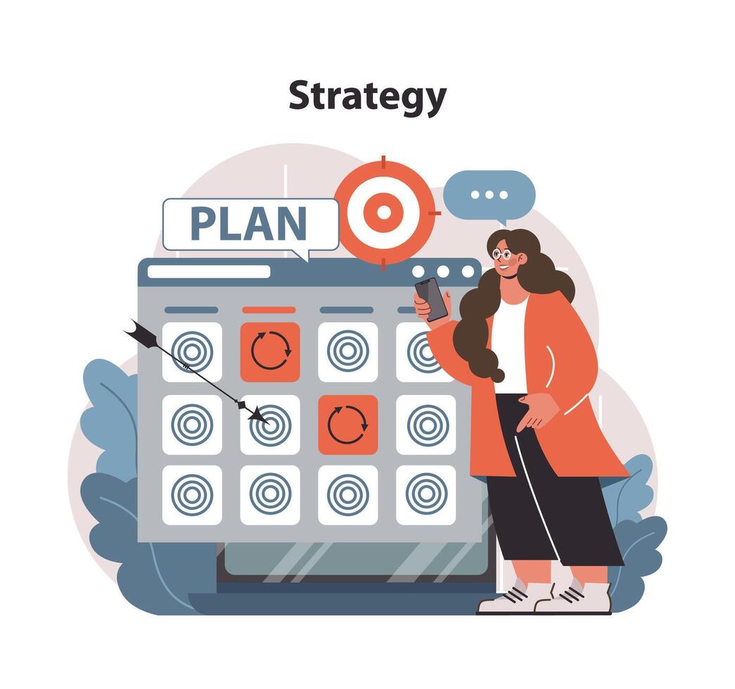 Constructing a Strategy using a methodical approach. Flat vector illustration