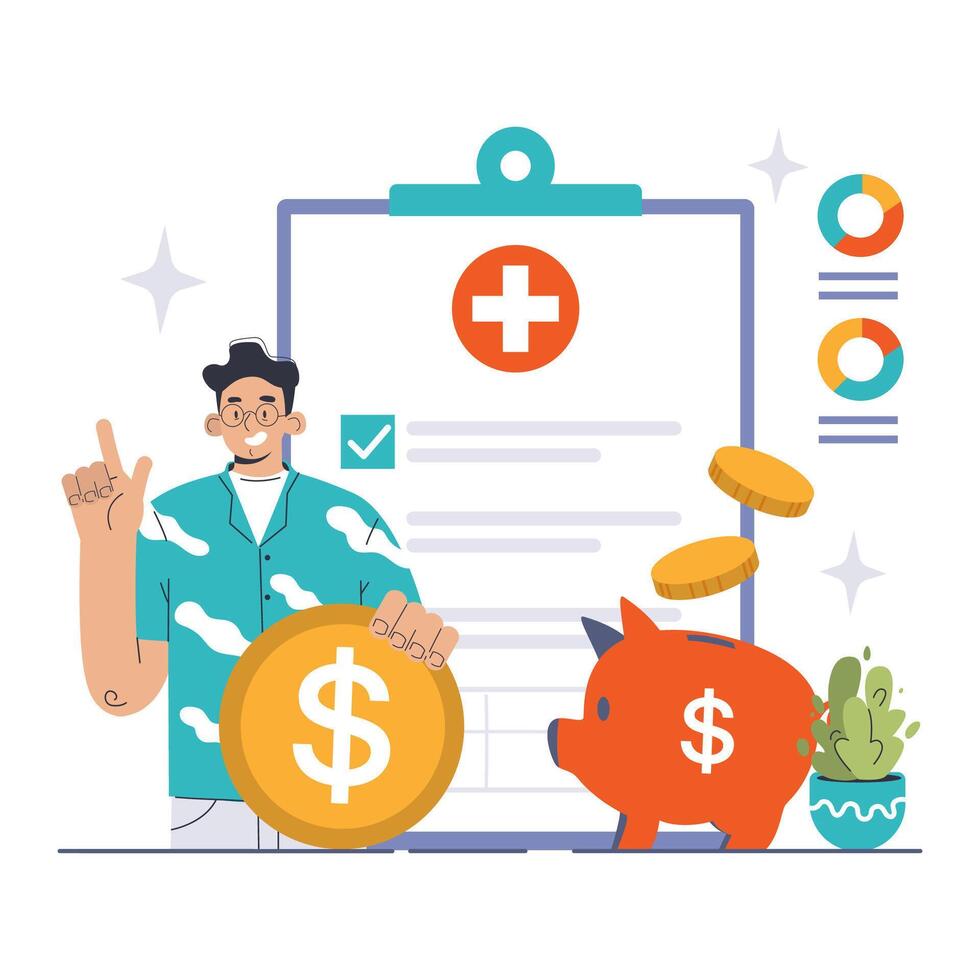 Healthcare deductible concept. Flat vector illustration