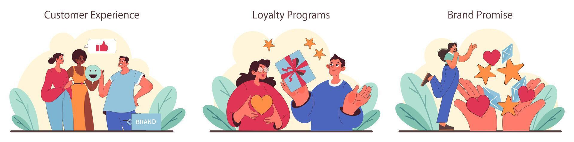 Brand Loyalty set. Flat vector illustration