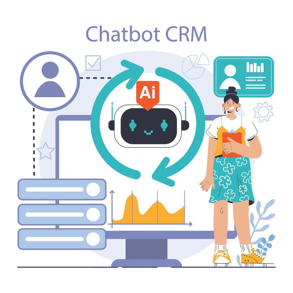 Chat bot. AI-powered customer service. Online consultation with artificial vector