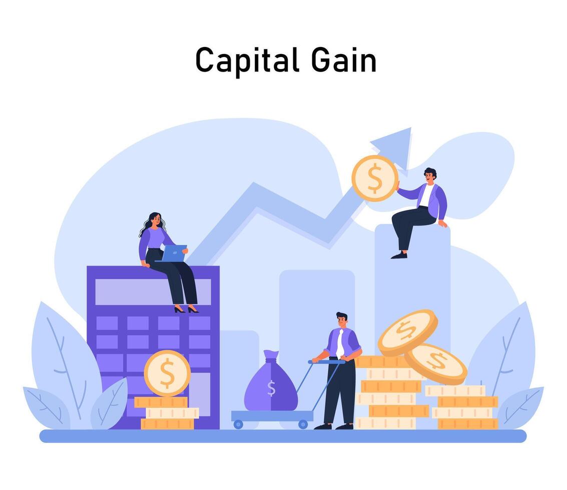 capital ganancia concepto. visualizante fiscal crecimiento con estratégico inversión vector