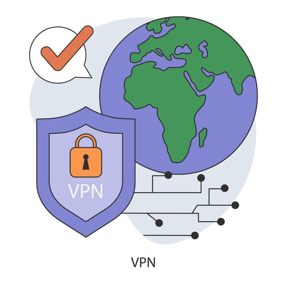 vpn servicio. virtual privado red acceso. seguro Internet conexión vector