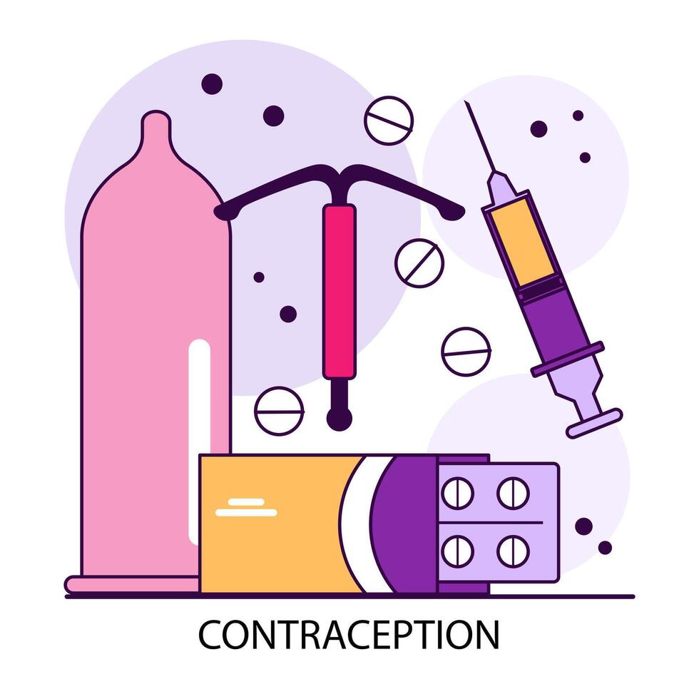 Contraceptive method. Reproductive health choice. Birth control, pregnancy vector