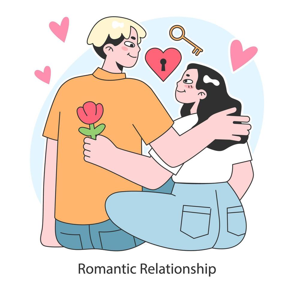 romántico relación. linda romántico Pareja oferta momentos y gestos vector