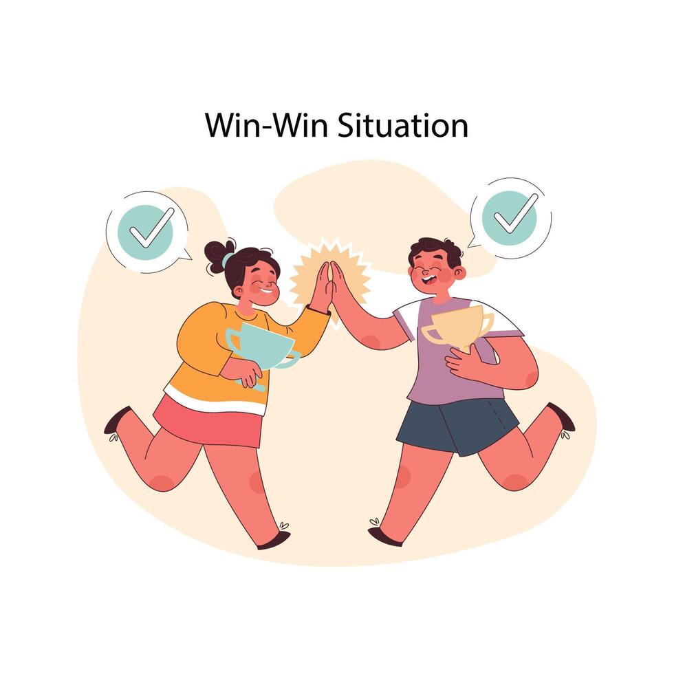 Win-Win Situation concept. Flat vector illustration