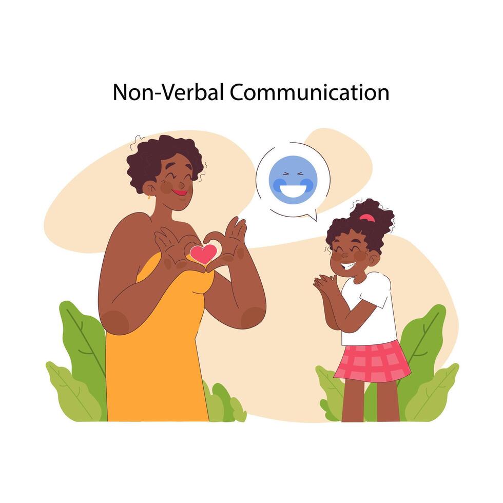 Non-verbal communication concept. Flat vector illustration