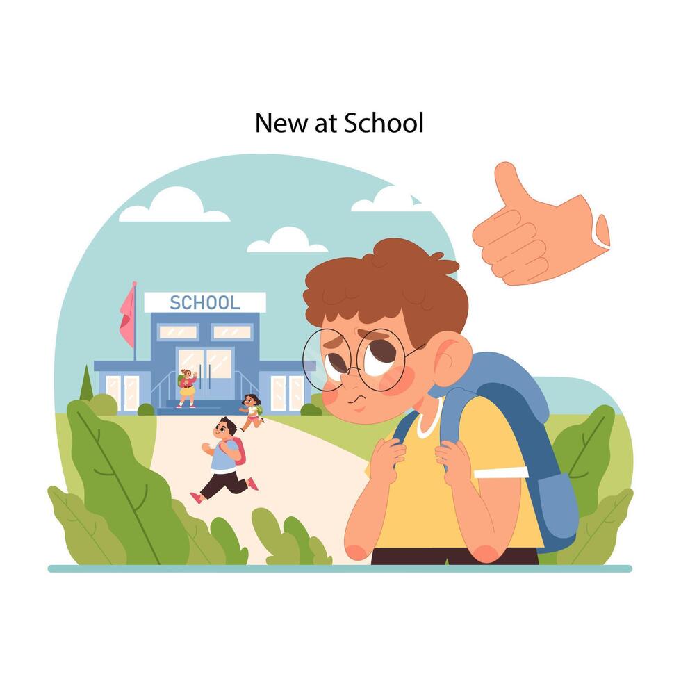 New at school concept. Flat vector illustration