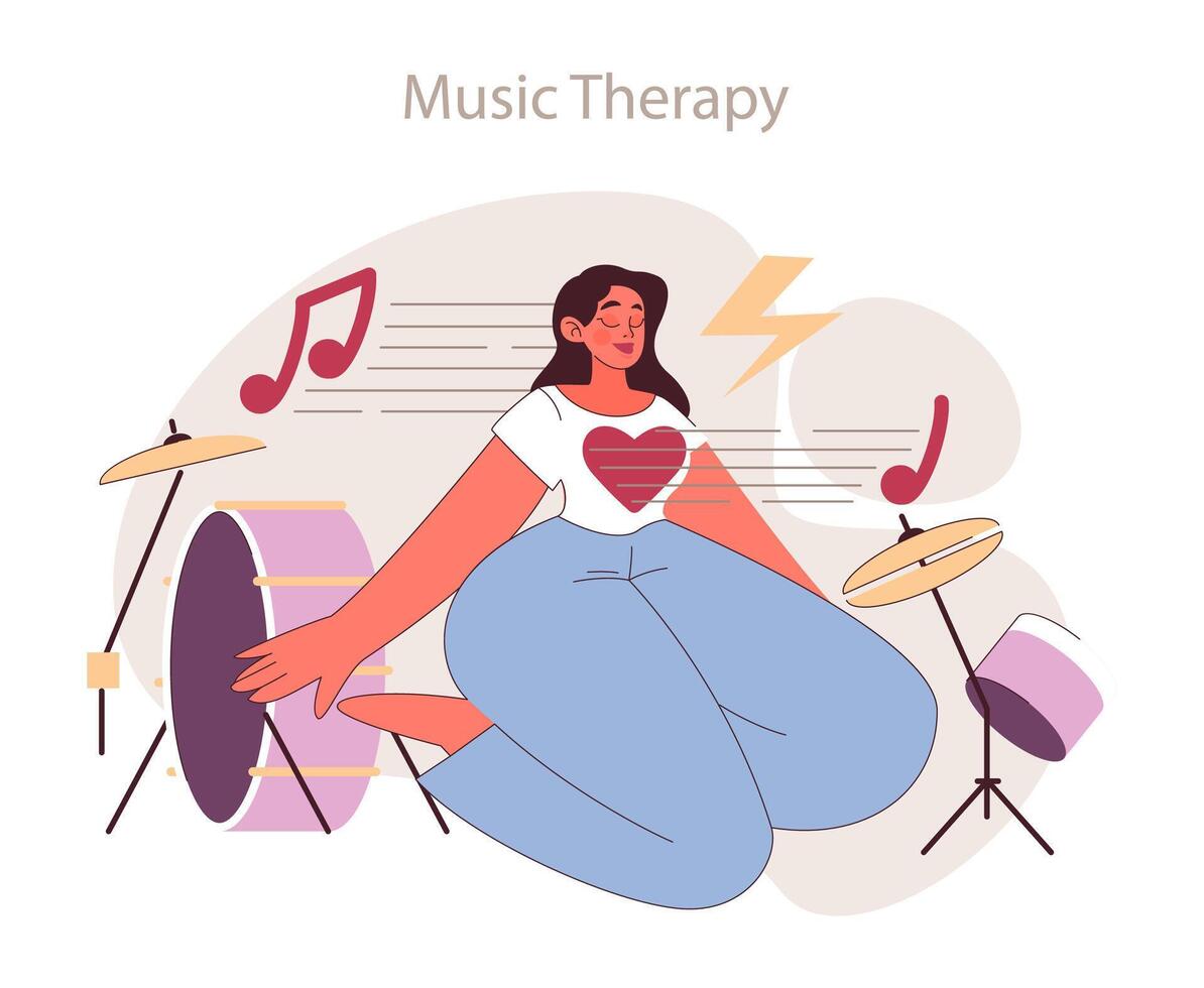 música terapia concepto. vector