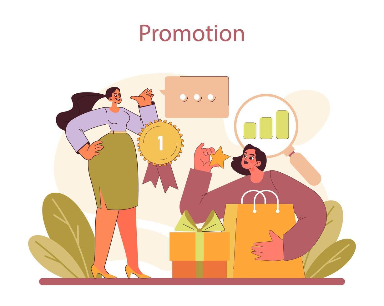 Advertising and Marketing campaign. Showcasing rewards and data analysis for effective promotions. vector