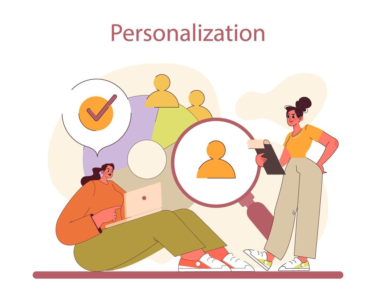 Customer-Centric Marketing strategy. Tailoring experiences to individual needs. vector