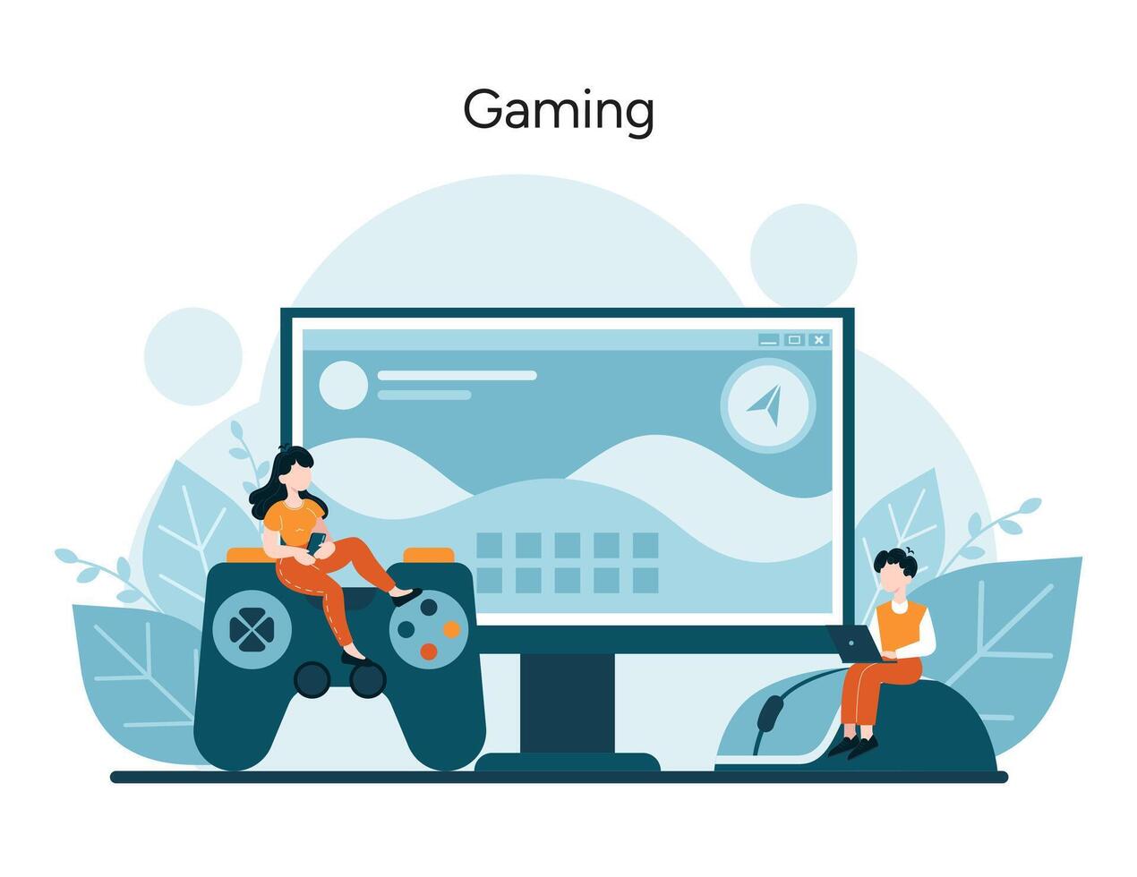Players engrossed in virtual adventures, showcasing the excitement of interactive gaming and the digital world's immersive experiences vector